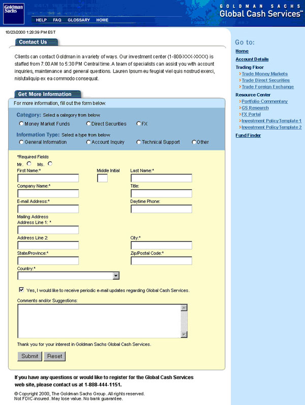 Goldman Sachs Global Cash Mockup